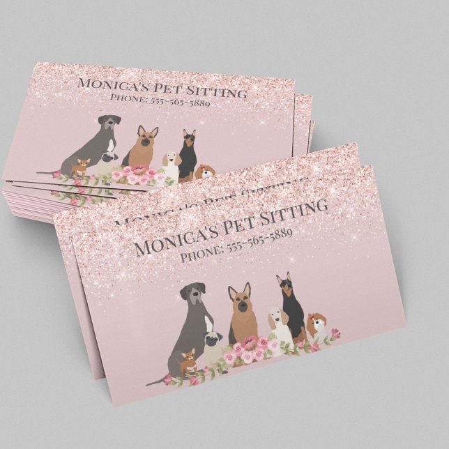 Pretty Pink Dog Sitting Day Care Grooming Business Card (Creator Uploaded)