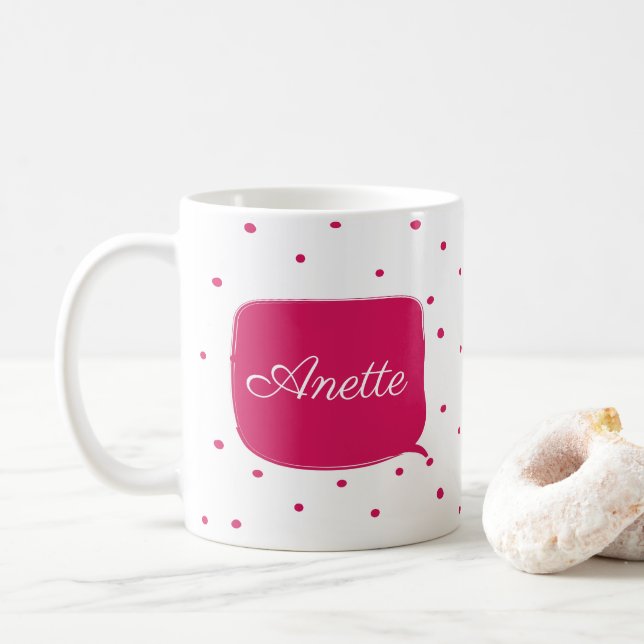 pretty pink dots coffee mug (With Donut)
