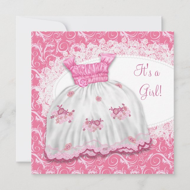 Pretty Pink Dress Baby Shower Invitation (Front)