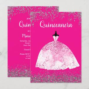 Pretty Pink Dress Quinceañera 15th birthday Invite