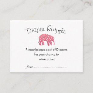 Pretty Pink Elelphant Baby Shower Diaper Raffle Enclosure Card