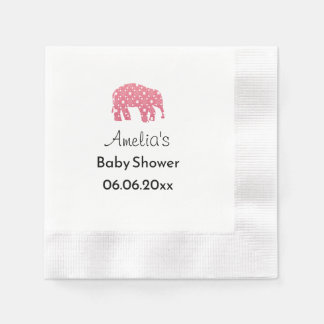 Pretty Pink Elephant Personalised Baby Shower  Napkin