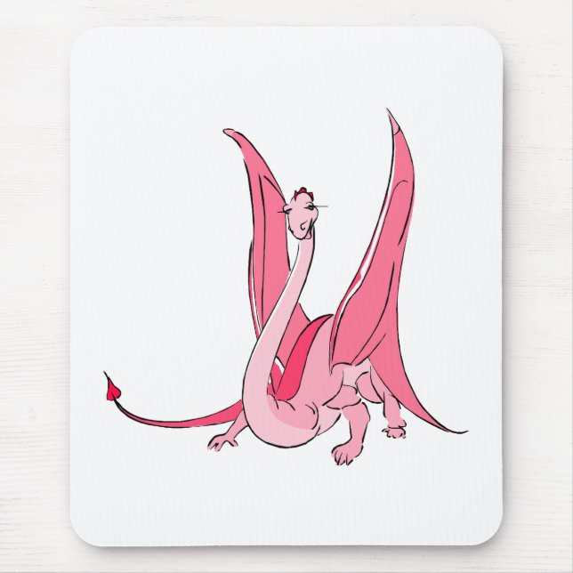 Pretty Pink Fantasy Dragon Mouse Pad (Front)