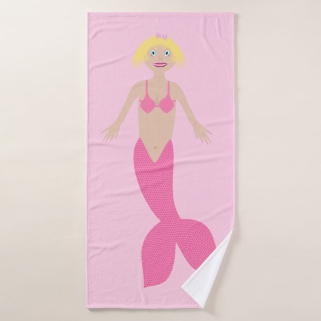 Pretty Pink Fantasy Mermaid Bath Towel (Bath Towel)