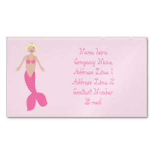 Pretty Pink Fantasy Mermaid Custom Magnetic Business Card