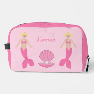 Pretty Pink Fantasy Mermaid Custom Name Dopp Kit