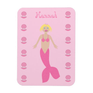 Pretty Pink Fantasy Mermaid Custom Name Magnet