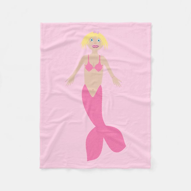 Pretty Pink Fantasy Mermaid Fleece Blanket (Front)