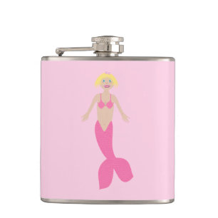 Pretty Pink Fantasy Mermaid Hip Flask