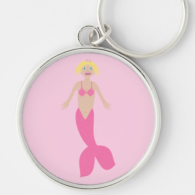 Pretty Pink Fantasy Mermaid  Key Ring (Front)