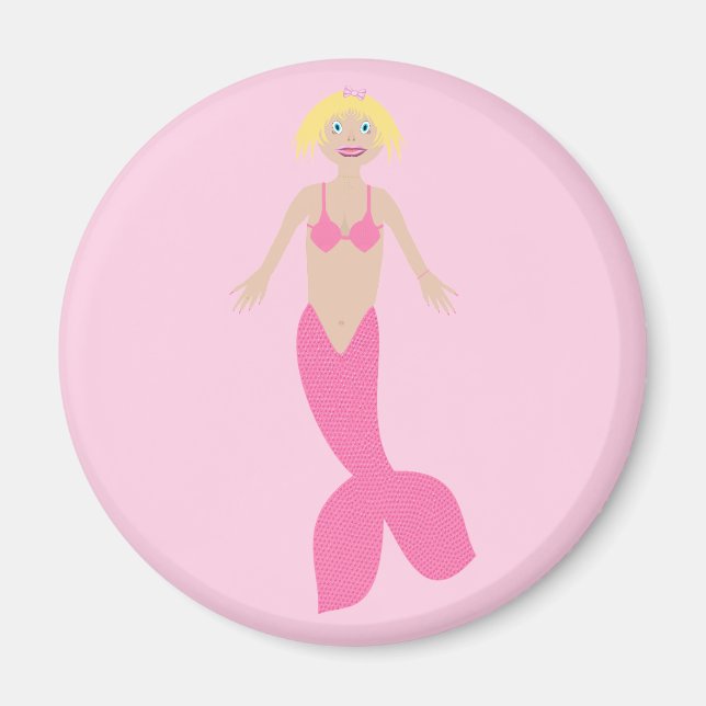 Pretty Pink Fantasy Mermaid  Magnet (Front)