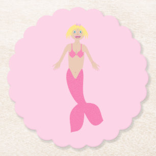 Pretty Pink Fantasy Mermaid Paper Coaster