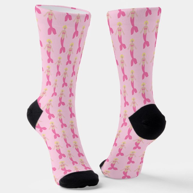 Pretty Pink Fantasy Mermaid Patterned Socks (Angled)