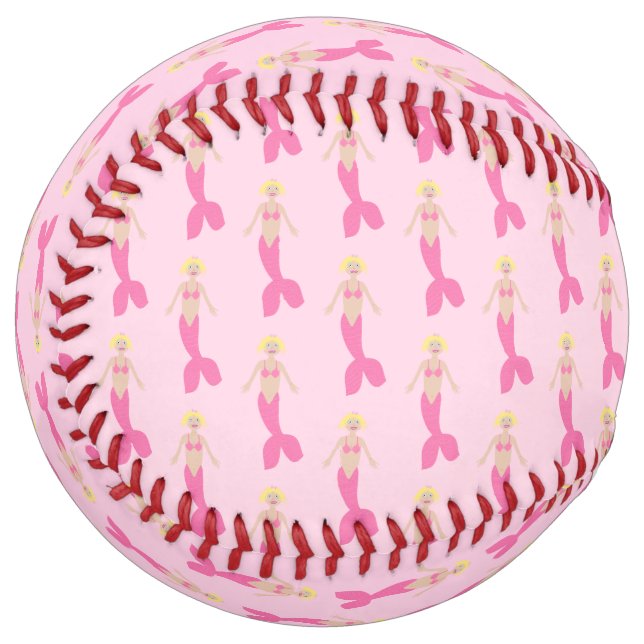 Pretty Pink Fantasy Mermaid Patterned Softball (Front Left)