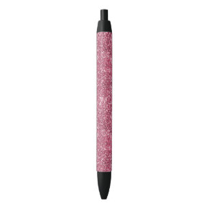 Pretty Pink Faux Glitter Black Ink Pen