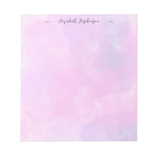 Pretty pink feminine watercolor custom name notepad