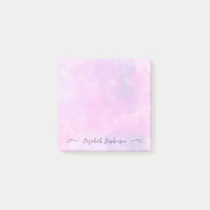 Pretty pink feminine watercolor custom name sticky post-it notes