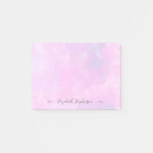 Pretty pink feminine watercolor custom name sticky post-it notes