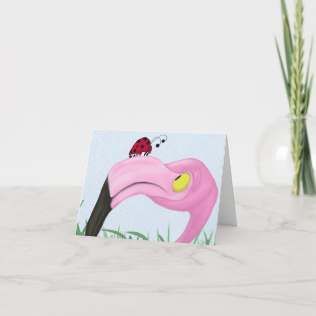Pretty Pink Flamingo Card (Front)