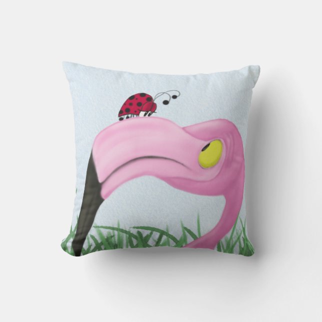 Pretty Pink Flamingo Cushion (Front)
