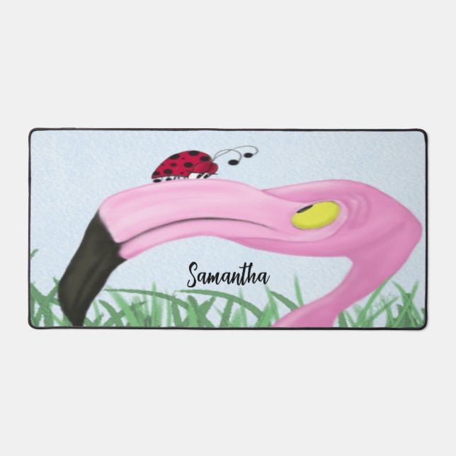 Pretty Pink Flamingo  Desk Mat (Front)