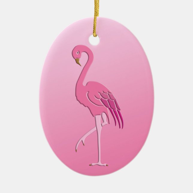 Pretty Pink Flamingo Fuchsia and Pale Pink Ceramic Ornament (Front)