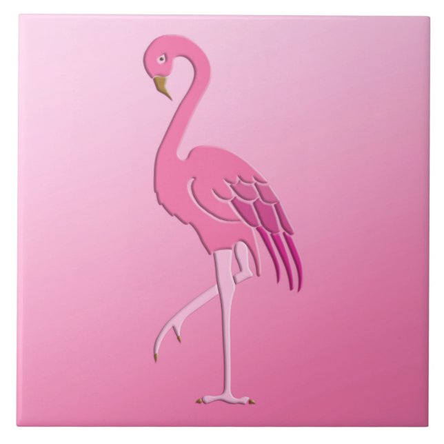 Pretty Pink Flamingo Fuchsia and Pale Pink Ceramic Tile (Front)