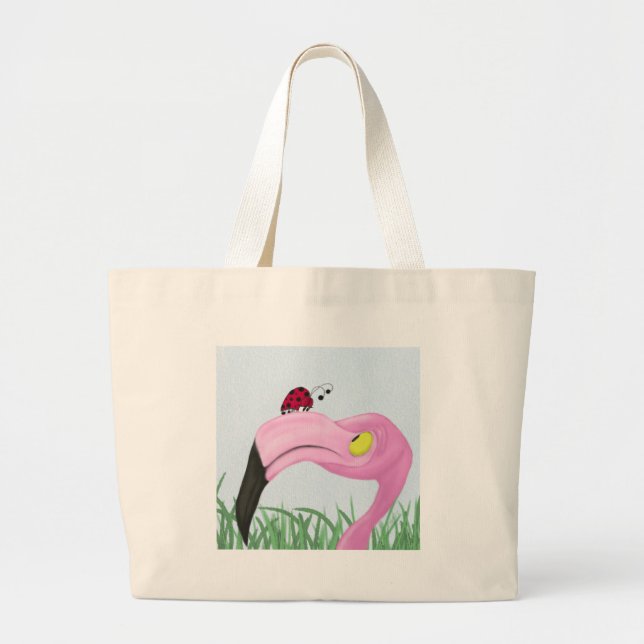 Pretty Pink Flamingo Large Tote Bag (Front)