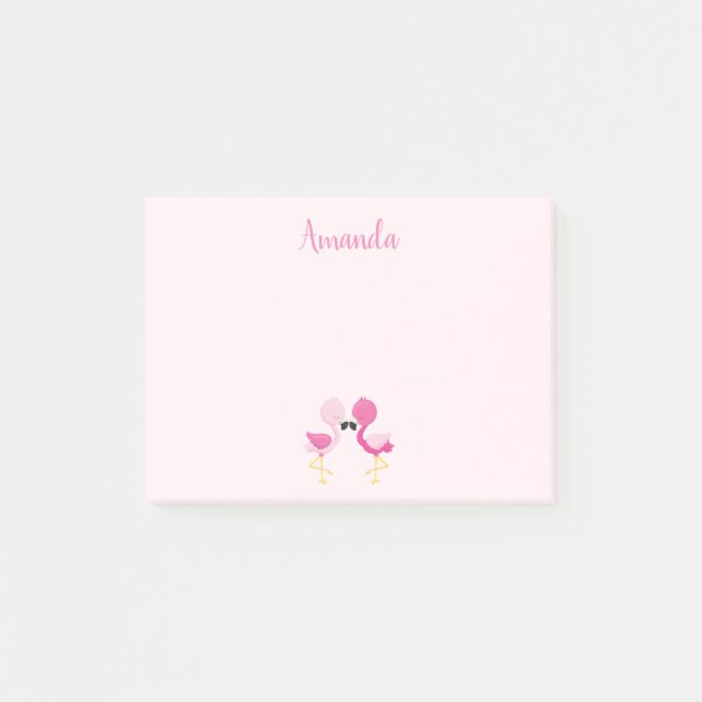 Pretty Pink Flamingo Love Post-it Notes (Front)