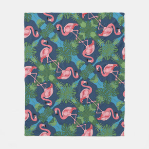 Pretty Pink Flamingo Pattern Fleece Blanket