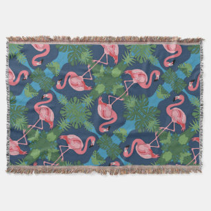 Pretty Pink Flamingo Pattern Throw Blanket