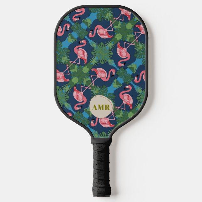 Pretty Pink Flamingo Pickleball Paddle (Front)