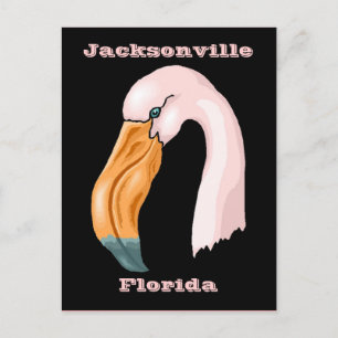 PRETTY PINK FLAMINGO TRAVEL SOUVENIR TRIP POSTCARD