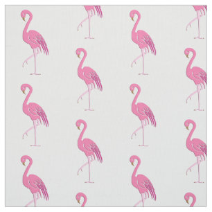 Pretty pink flamingo, white background fabric