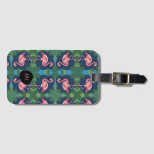 Pretty Pink Flamingo with Name Luggage Tag