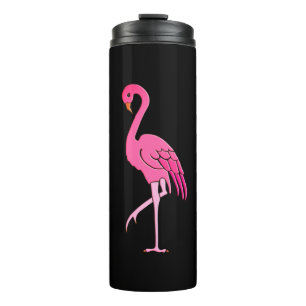 Pretty Pink Flamingos Fuchsia Pink and Black  Thermal Tumbler