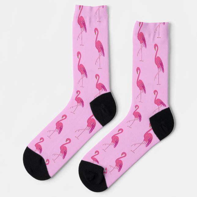 Pretty pink flamingos pattern socks (Left)
