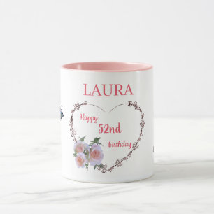 Pretty Pink Floral 52nd Birthdays Mug