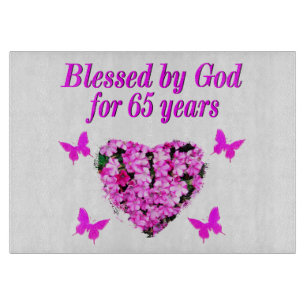 PRETTY PINK FLORAL 65TH BIRTHDAY DESIGN CUTTING BOARD