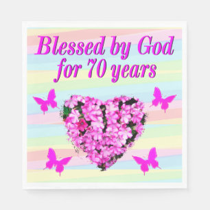 PRETTY PINK FLORAL 70TH BIRTHDAY PAPER NAPKINS