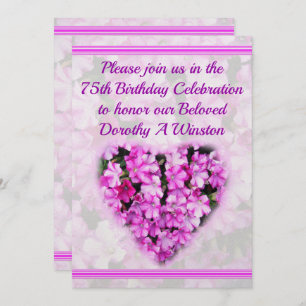 PRETTY PINK FLORAL 75TH BIRTHDAY INVITATION