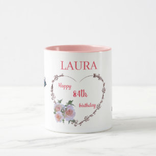 Pretty Pink Floral 84th Birthdays Mug
