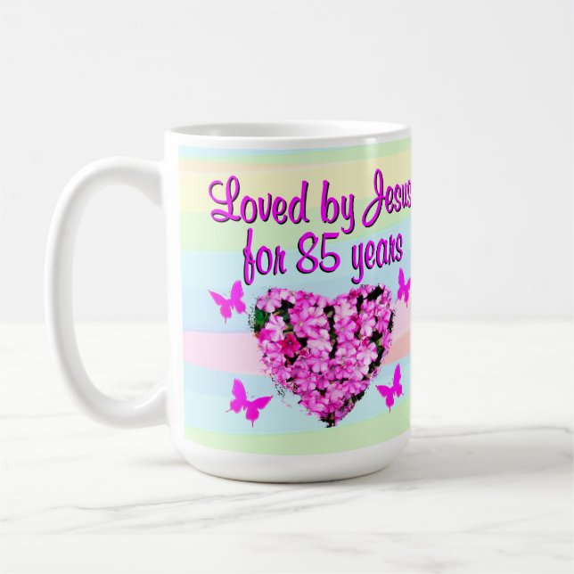 PRETTY PINK FLORAL 85TH BIRTHDAY MUG (Left)