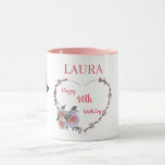 Pretty Pink Floral 90th Birthdays Mug<br><div class="desc">Pretty Pink floral 90th Birthday Mug Gift.</div>