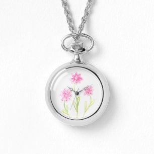 Pretty Pink Floral Art Watch