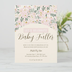 Pretty Pink Floral Boho Baby Shower Invitation