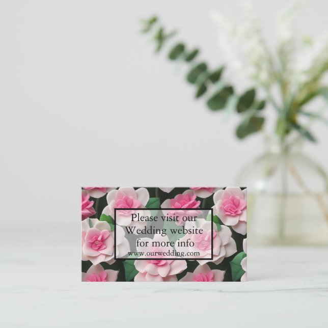 Pretty pink floral boho greenery pattern enclosure card (Standing Front)