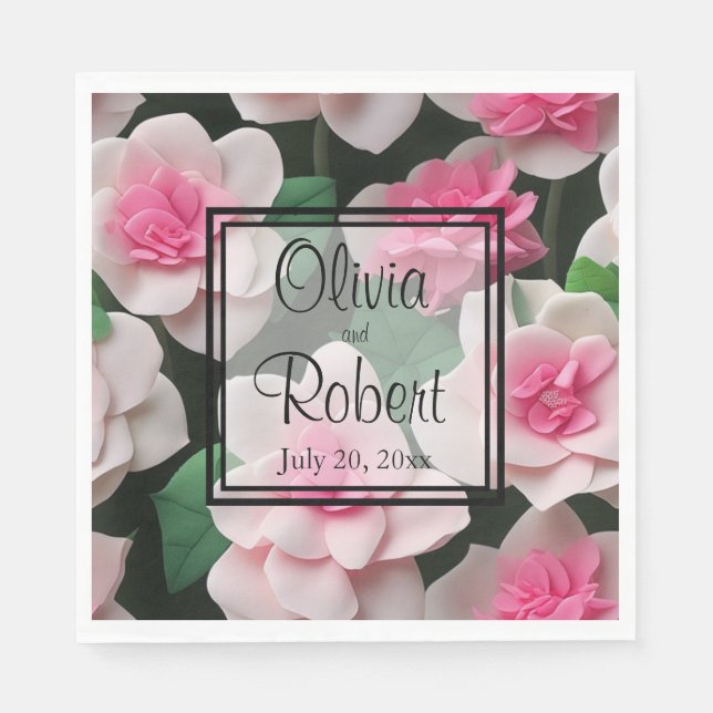 Pretty pink floral boho greenery pattern napkin (Front)