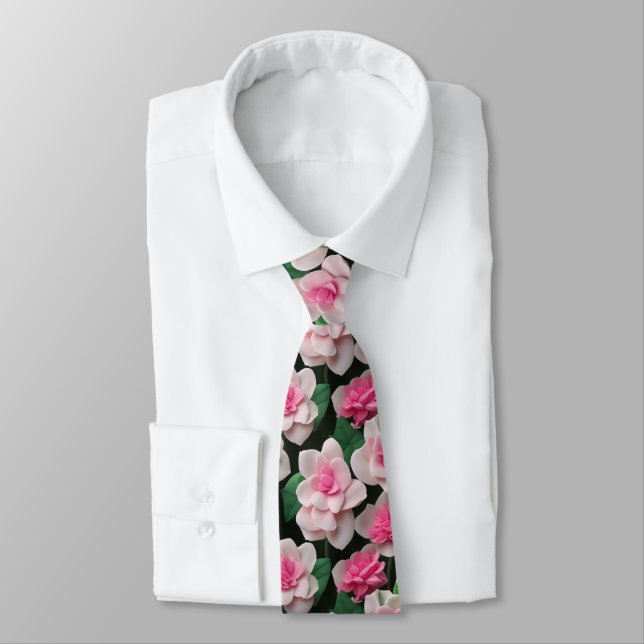 Pretty pink floral boho greenery pattern tie (Tied)