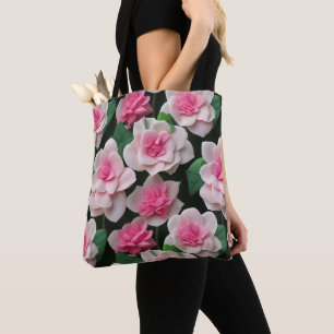 Pretty pink floral boho greenery pattern tote bag